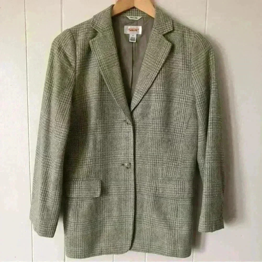 Talbots Women’s Pure Silk Plaid Top Blazer Size 4
